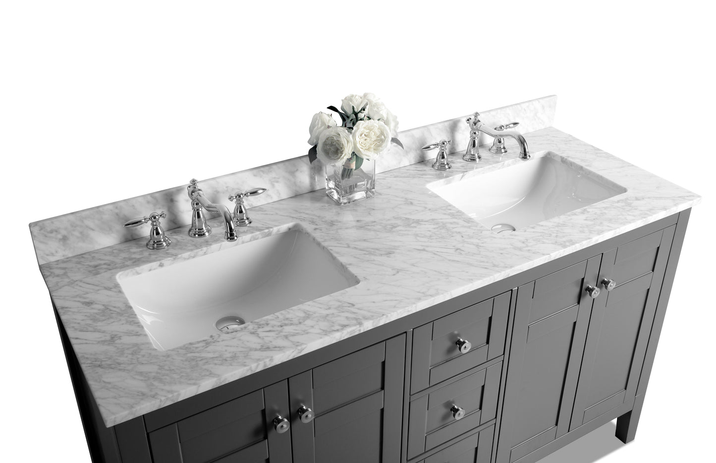 Maili Bathroom Vanity with Sink and Carrara White Marble Top Cabinet Set