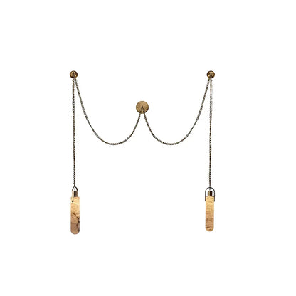 Cylindrical Alabaster Draped Chain Chandelier