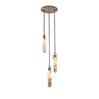 Cylindrical Alabaster Draped Chain Chandelier