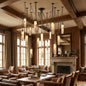 Cylindrical Alabaster Draped Chain Chandelier