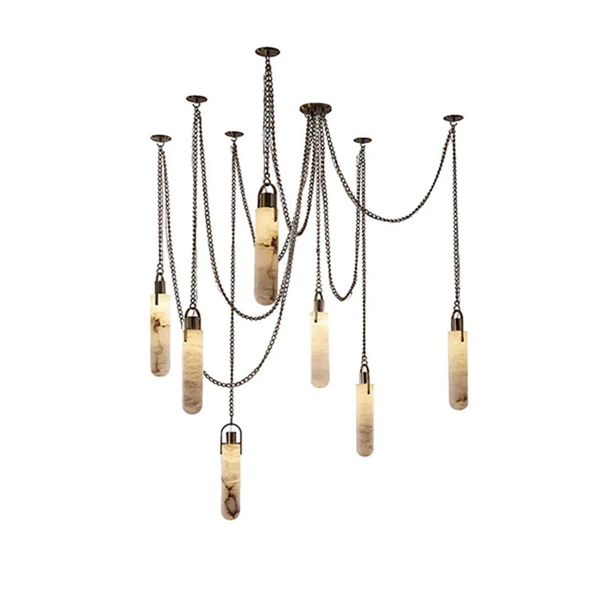 Cylindrical Alabaster Draped Chain Chandelier