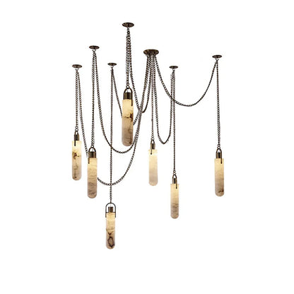 Cylindrical Alabaster Draped Chain Chandelier
