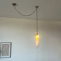 Cylindrical Alabaster Draped Chain Chandelier