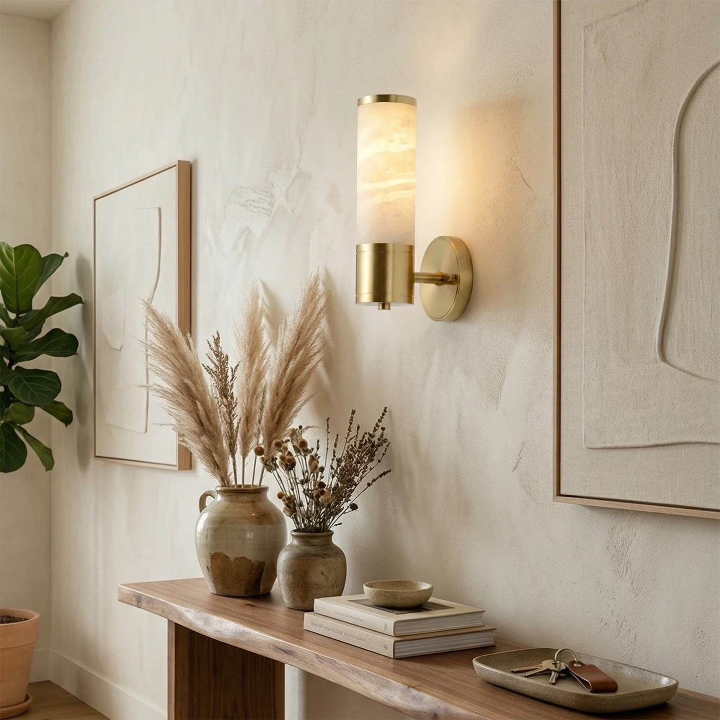 Cylindrical Lampatrin Alabaster Wall Lamp