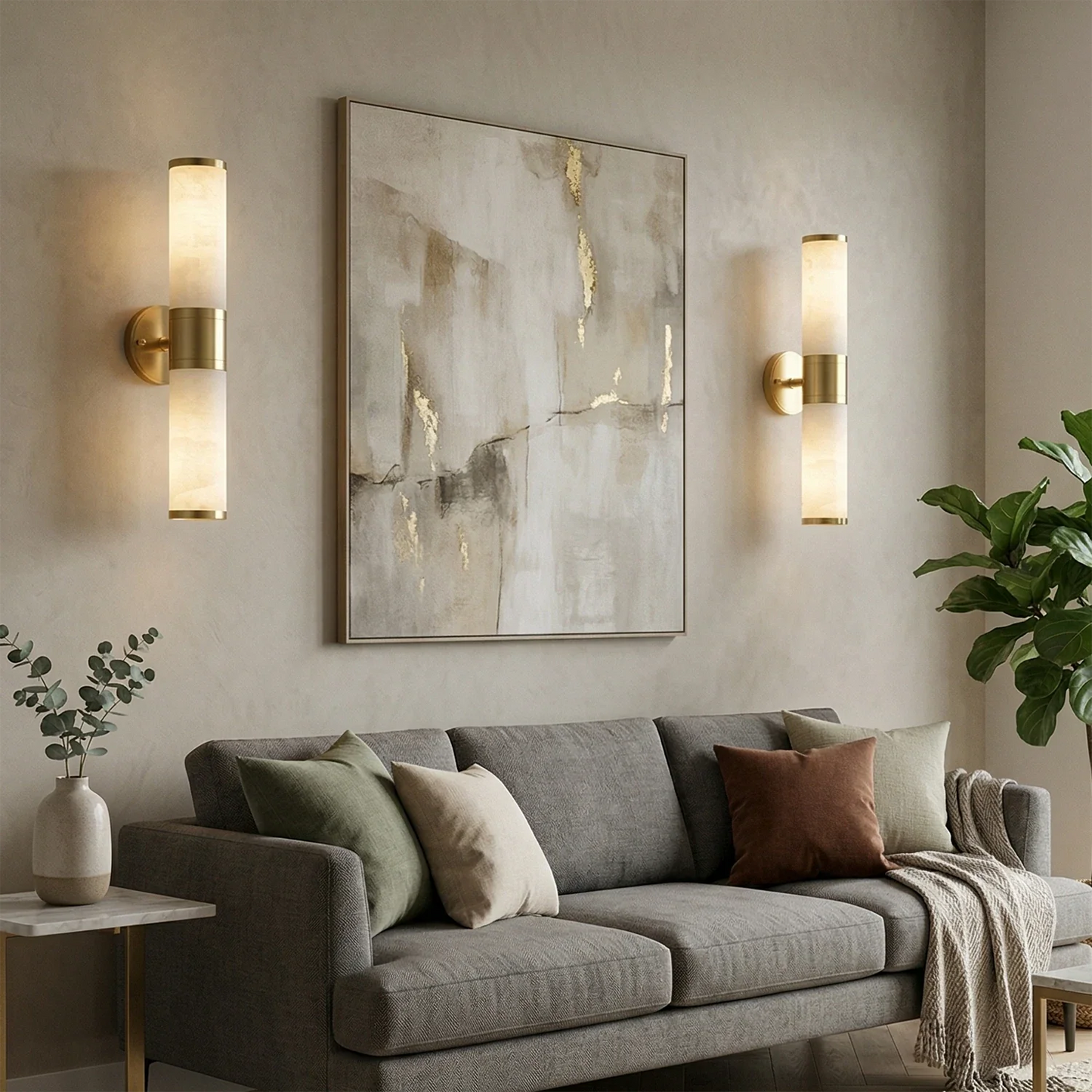 Cylindrical Lampatrin Alabaster Wall Lamp