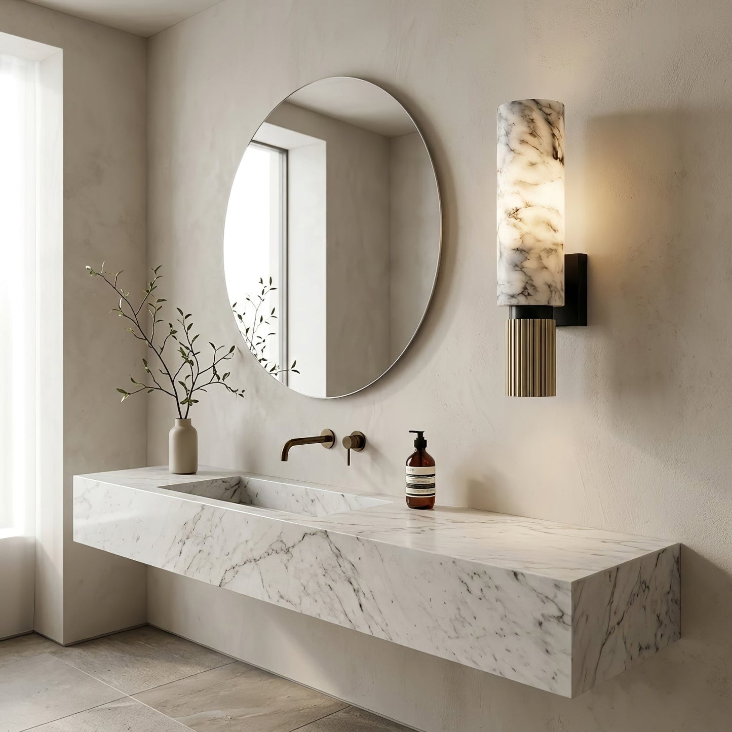 Cylindrical Marble Wall Lamp