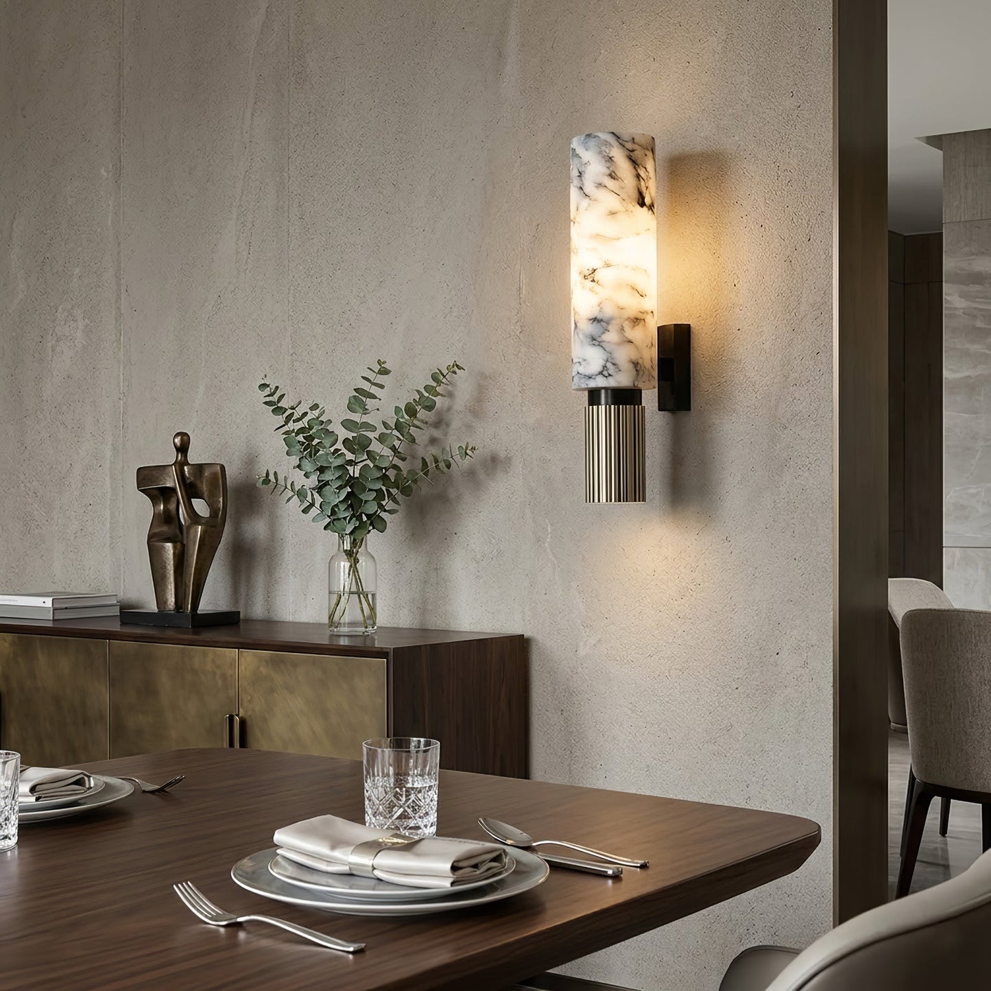 Cylindrical Marble Wall Lamp