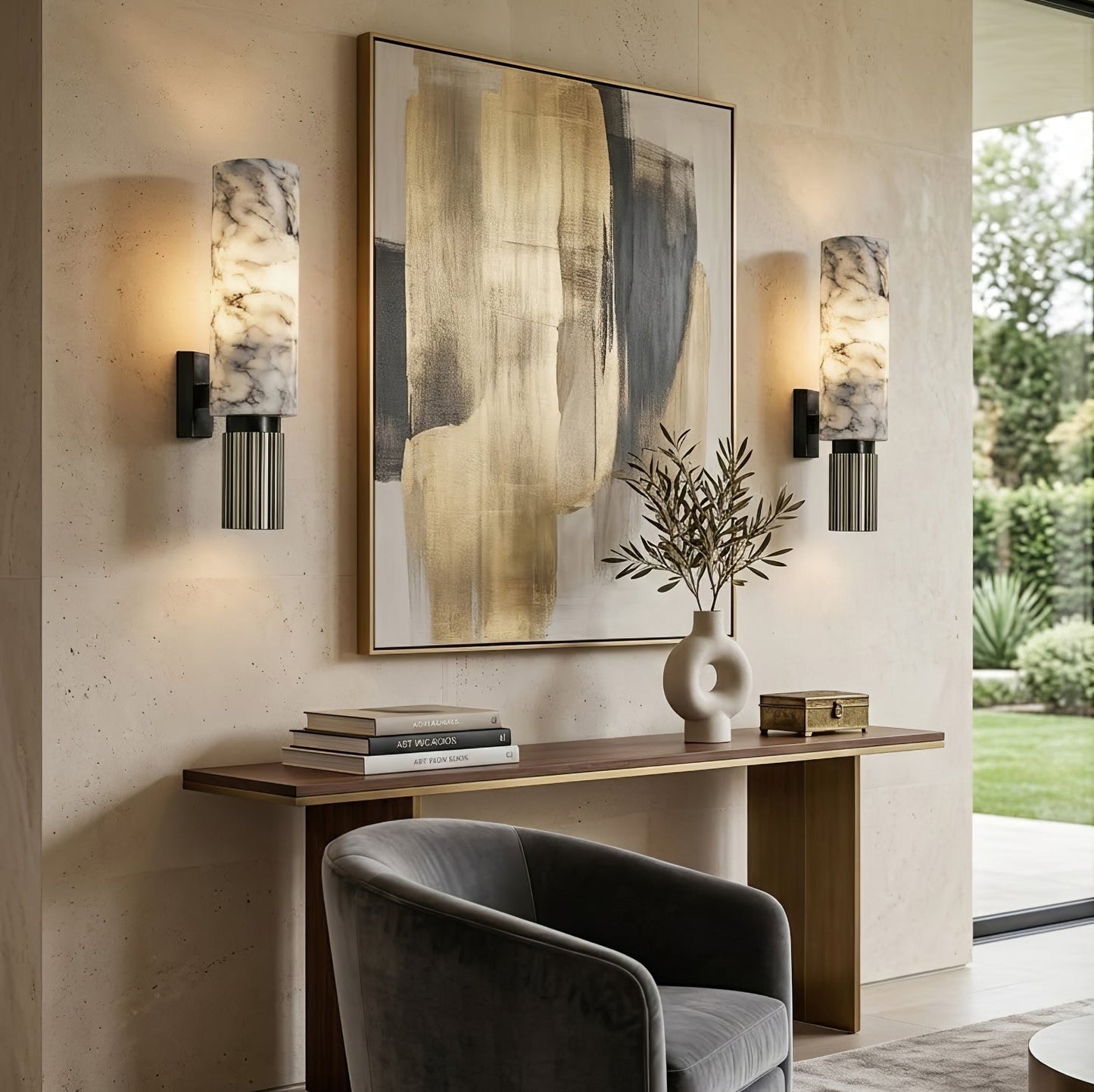 Cylindrical Marble Wall Lamp
