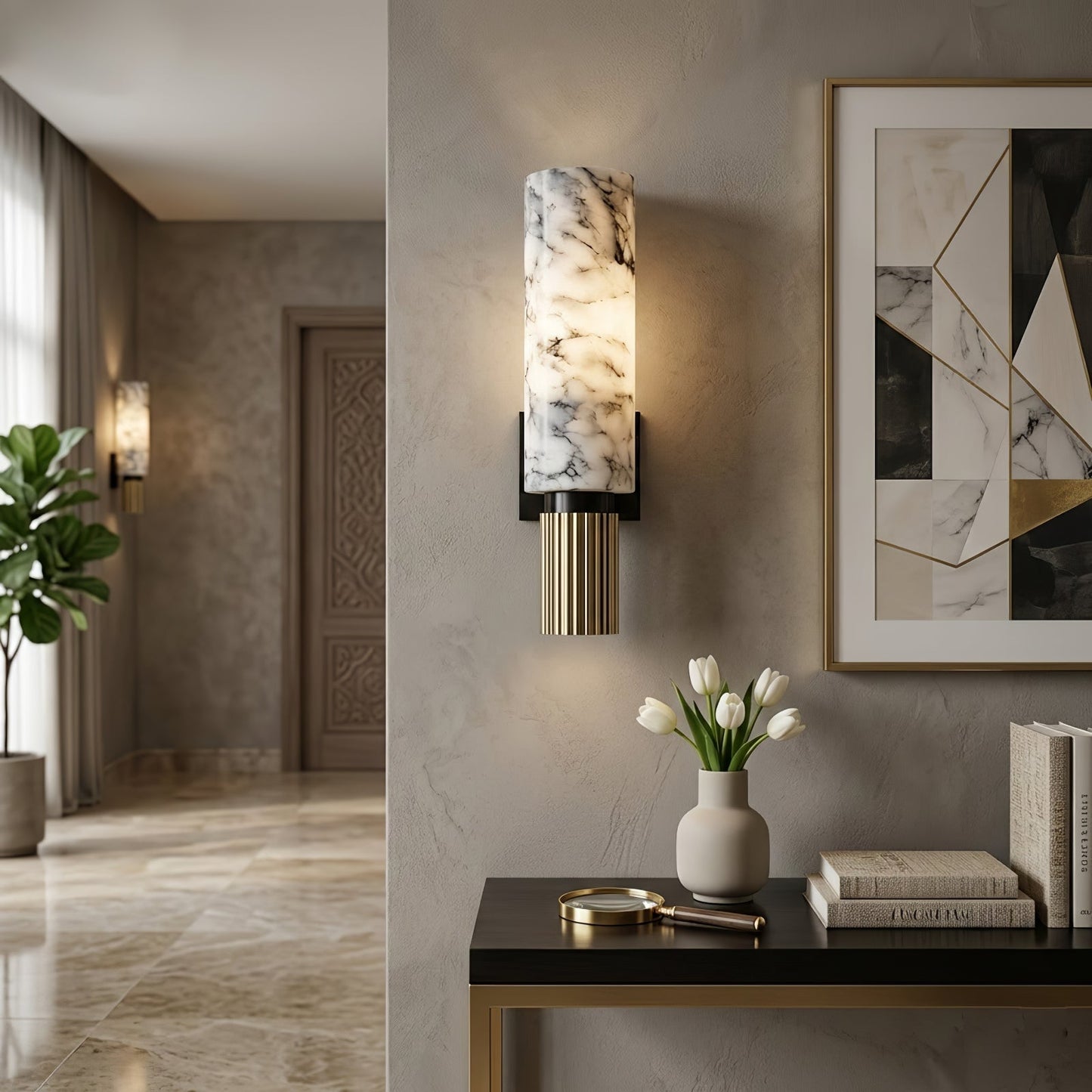 Cylindrical Marble Wall Lamp