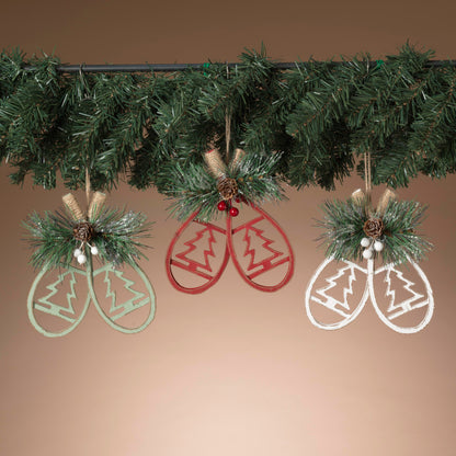 Wooden Snowshoe Floral Ornament -
