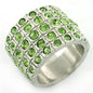 LOA658 - Rhodium Brass Ring with Top Grade Crystal in Apple Green color