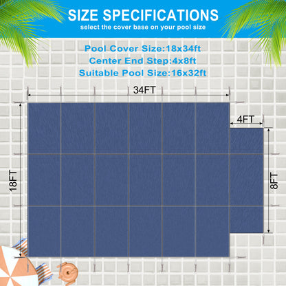 16x32ft Rectangular Inground Pool Safety Cover
