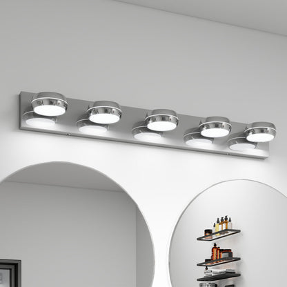 Modern Chrome LED Vanity Light Bar | 3/4/5/6-Light Bathroom Fixture over Mirror for Makeup & Daily Use