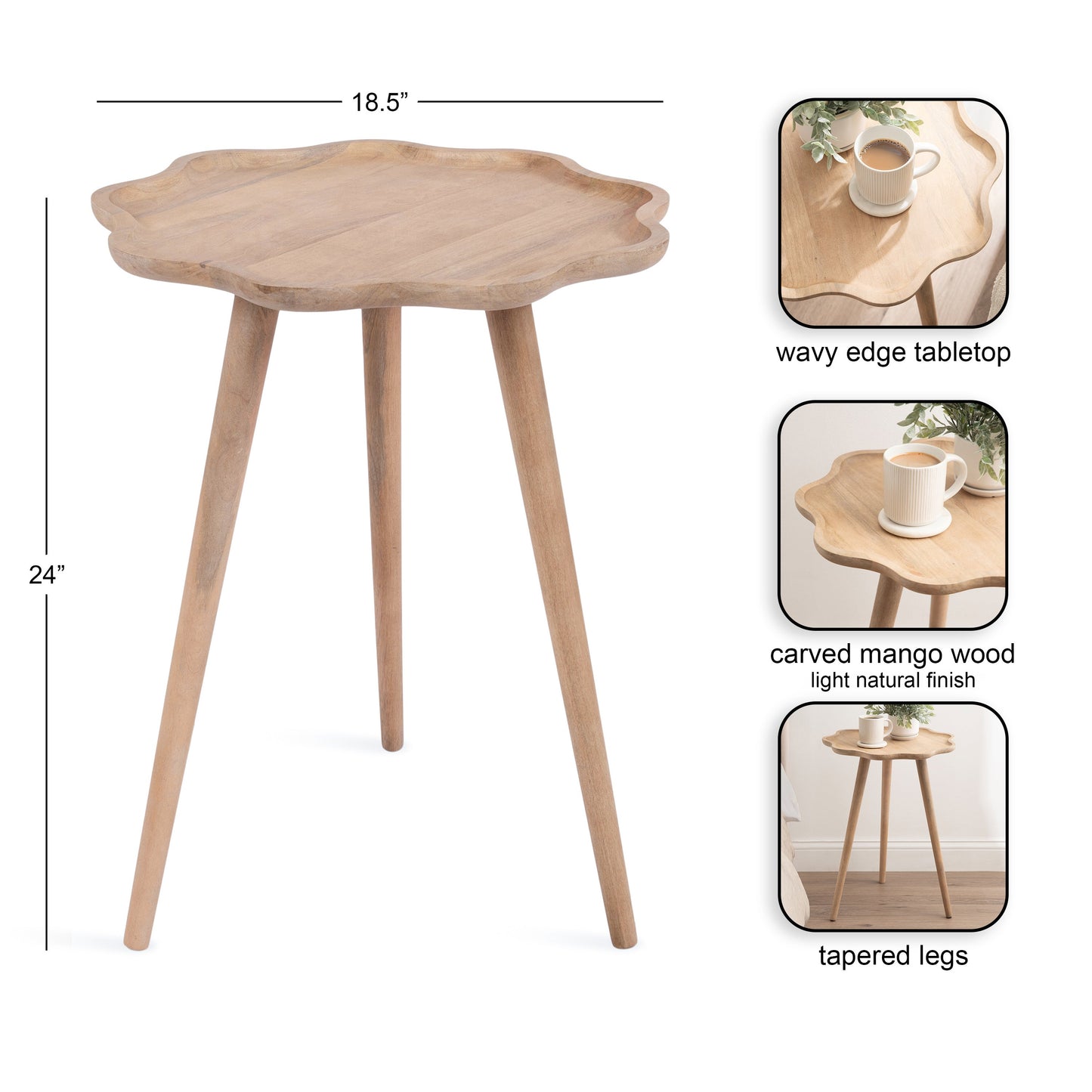 Alezar Scallop Wood Side Table
