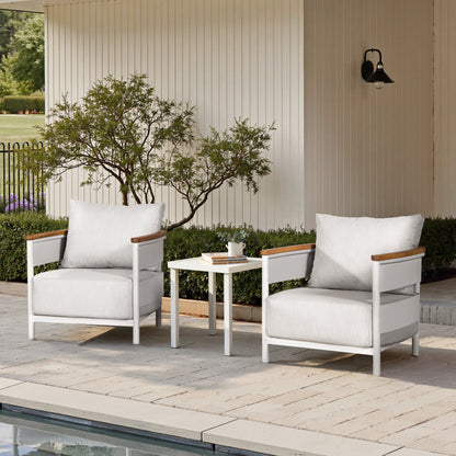 Rhodes 29" Upholstered Teak & Aluminum Patio Arm Chair
