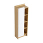Tall Freestanding Bathroom Side Cabinet With Single Door & 4 Tier Open Shelves - Black / Light Oak / White