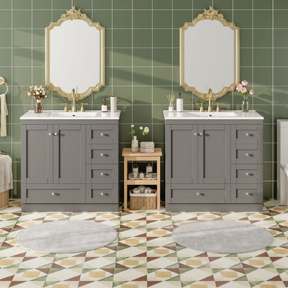 Shaker Free Standing Bathroom Vanity Cabinet & Sink, Soft Close Drawers, Soft Close Doors