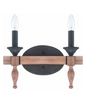 Glenwood 14"W 2-Light Aged Bronze and Distressed Oak Finish Bathroom Vanity Light Fixture