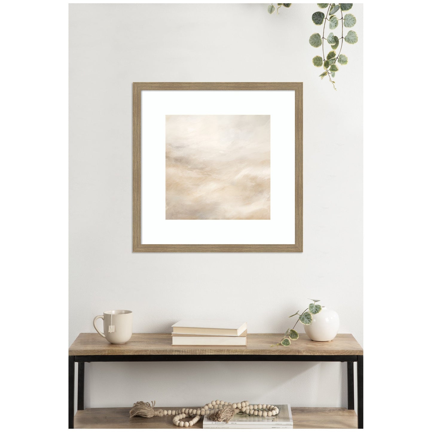 Tonal Abstract Textural White and Beige Light Natural Neutrals by The Creative Bunch Studio Framed Wall Art Print