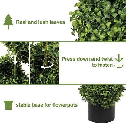 7FT Spiral Topiary Trees Artificial Outdoor Faux Boxwood Plants