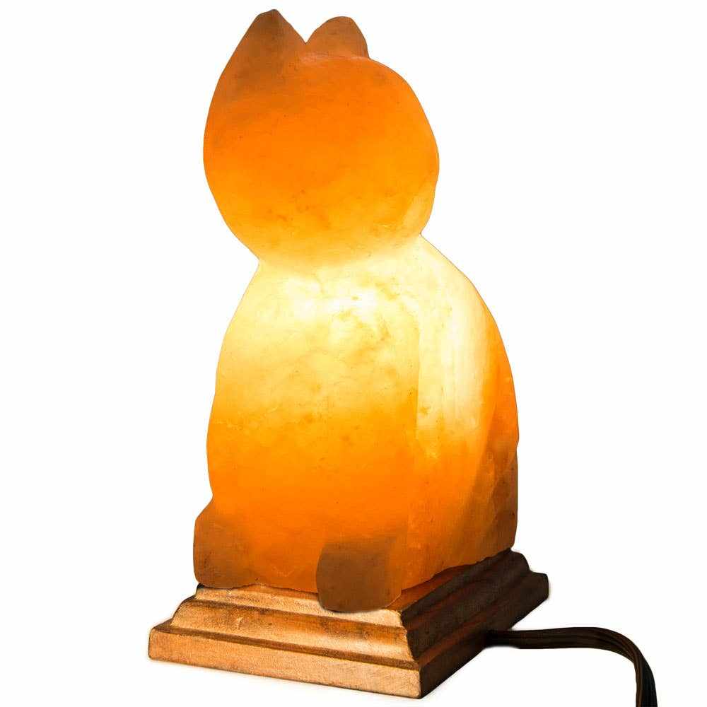 Cat Shaped Salt Lamp  - 10" avg. - Cord, Bulb, Dimmer