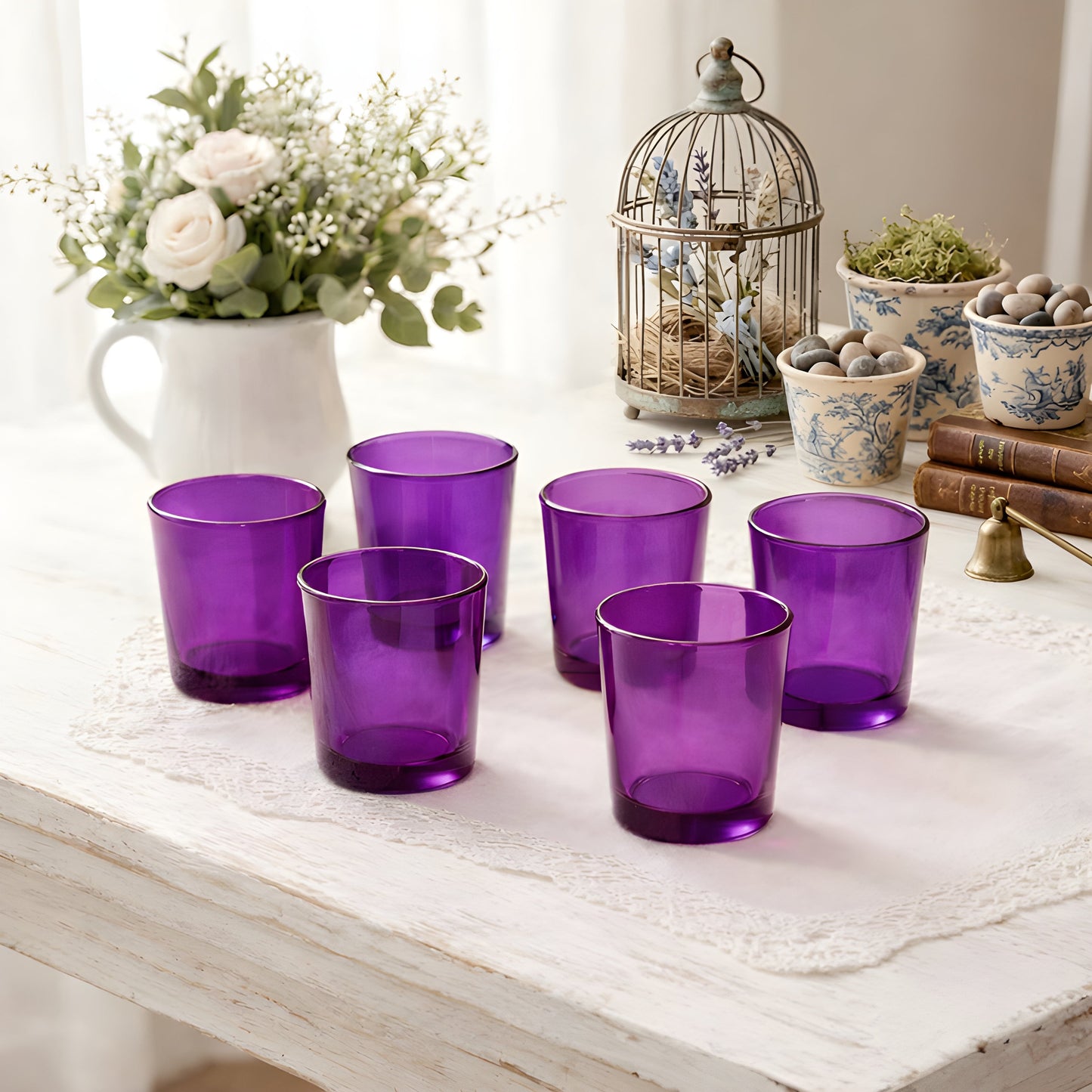 Purple Glass Votive Candle Holder