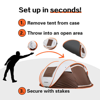 4–6 Person Pop-Up Camping Tent | Instant Setup, Waterproof & Windproof Family Tent with Mesh Ventilation