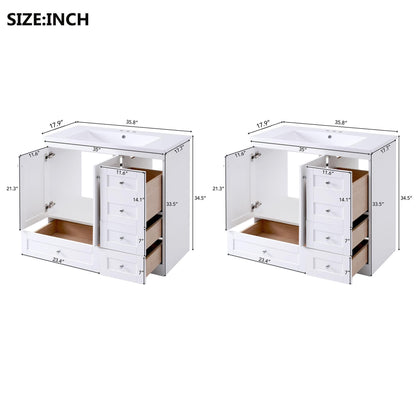 Shaker Free Standing Bathroom Vanity Cabinet & Sink, Soft Close Drawers, Soft Close Doors