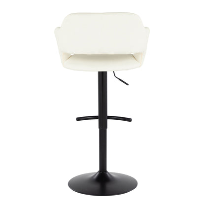Margarite - Contemporary Adjustable Barstool With Swivel With Rounded T Footrest (Set of 2)