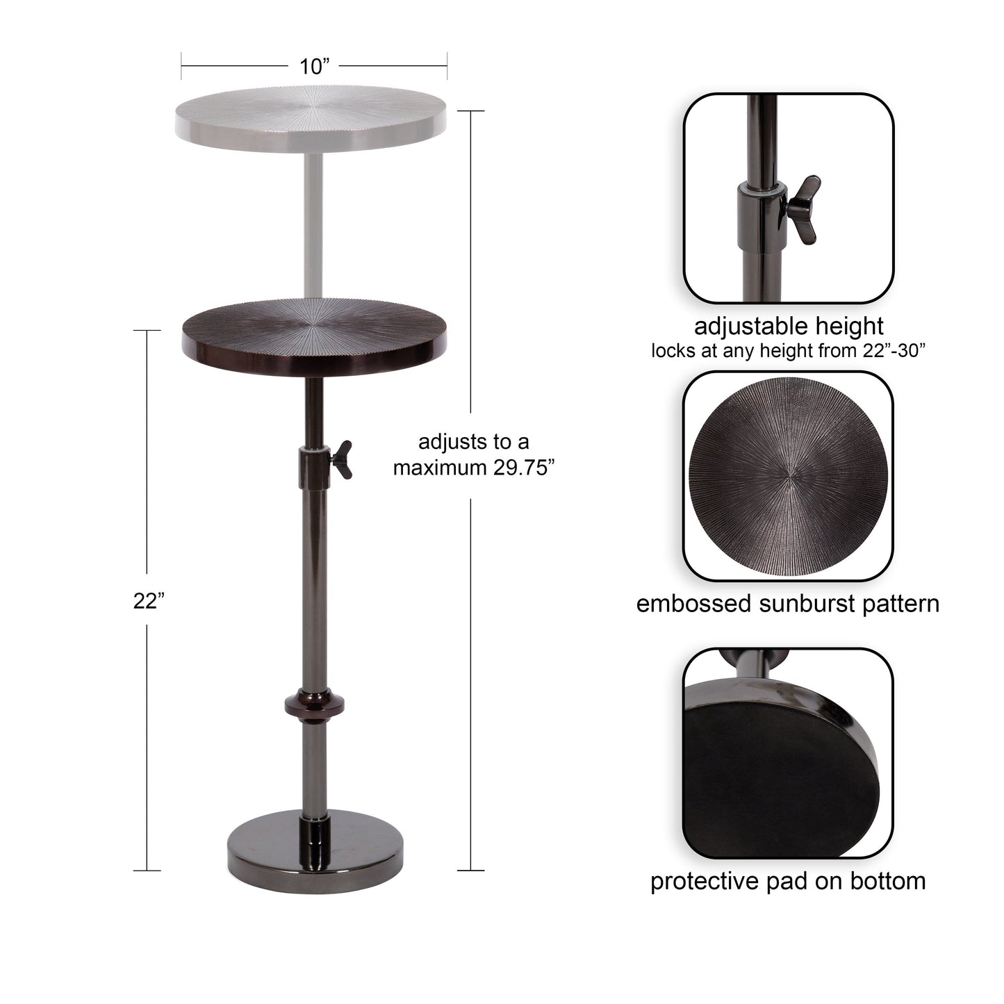 Engles Adjustable Embossed Metal Table and Plant Stand