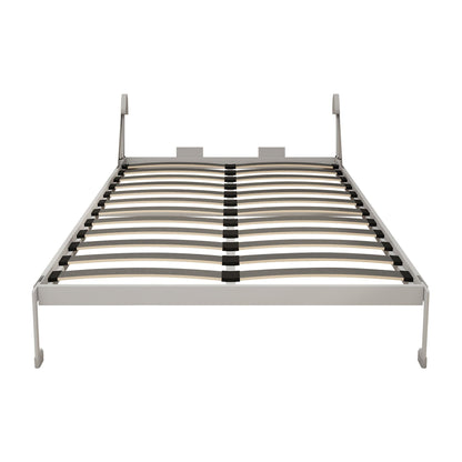 Queen Size Vertical Murphy Wall Cabinet Folding Bed With Automatic Legs - Gray