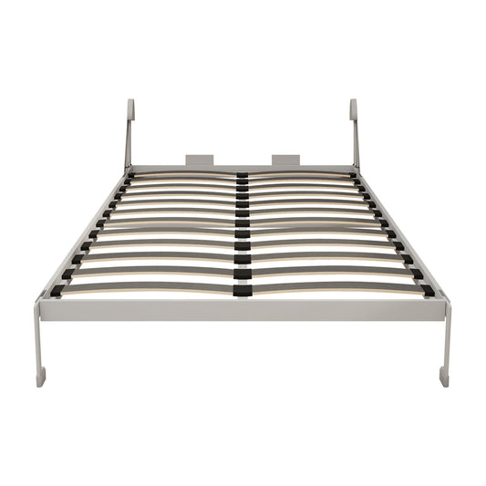 Queen Size Vertical Murphy Wall Cabinet Folding Bed With Automatic Legs - Gray
