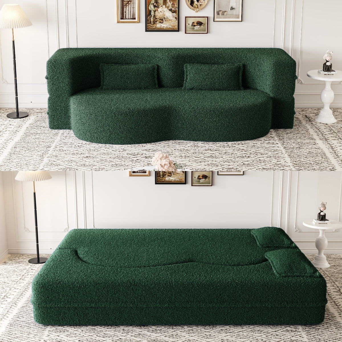 Modern Floor Sofa with 2 Pillows