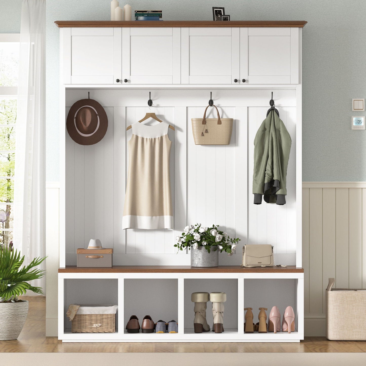Entryway Hall Tree With Bench And Storage