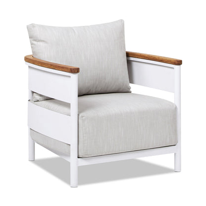 Rhodes 29" Upholstered Teak & Aluminum Patio Arm Chair
