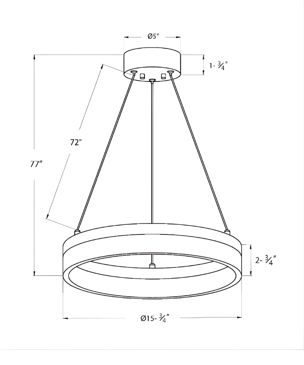 Edge-Lit 16"W 1-Light Round LED Ribbon Chandelier Light Fixture Brushed Nickel Finish