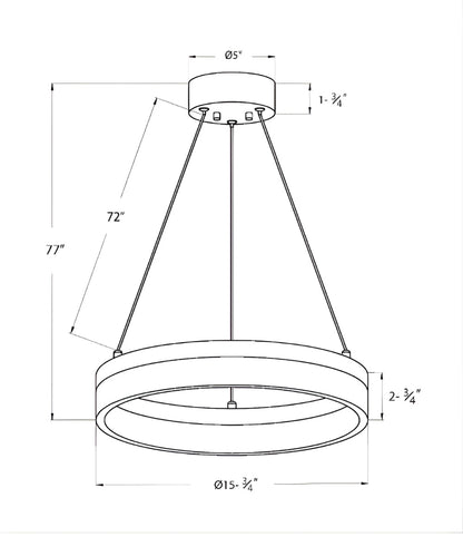 Edge-Lit 16"W 1-Light Round LED Ribbon Chandelier Light Fixture Brushed Nickel Finish