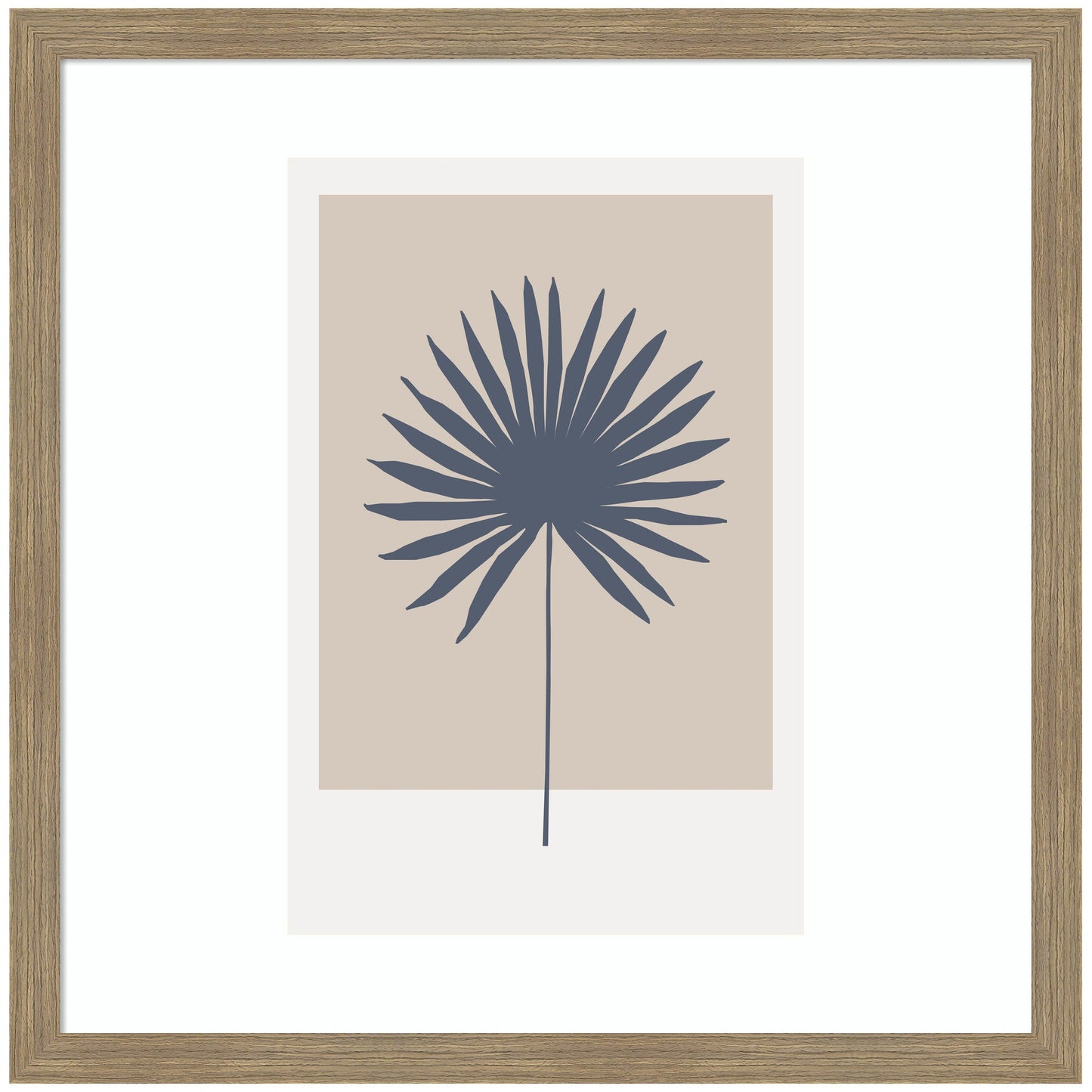 Muted Tan and Blue Colorblock Botanical Palm by The Creative Bunch Studio Framed Wall Art Print