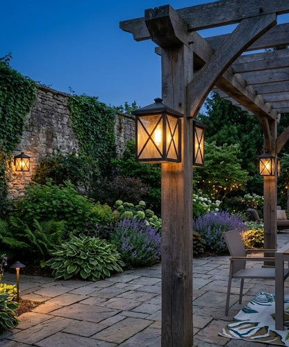 Leonis 10"High 1-Light Black Finish with Seeded Glass Shade Outdoor Wall Lantern