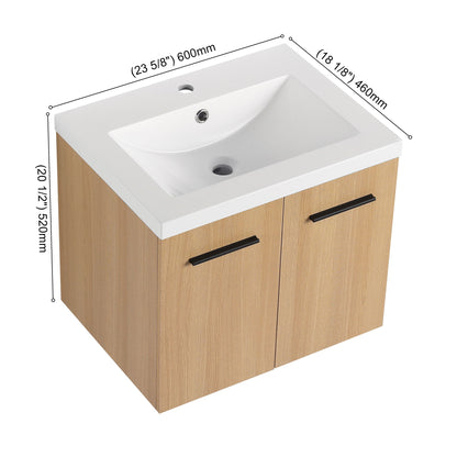 Floating Bathroom Vanity With Sink, Wall Mounted Double Door Storage