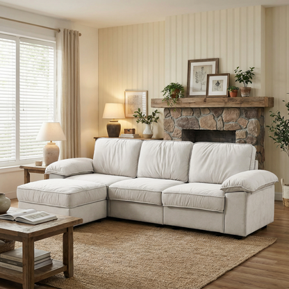 105.5-Inch Modern L-Shaped Sectional Sofa with Ottoman