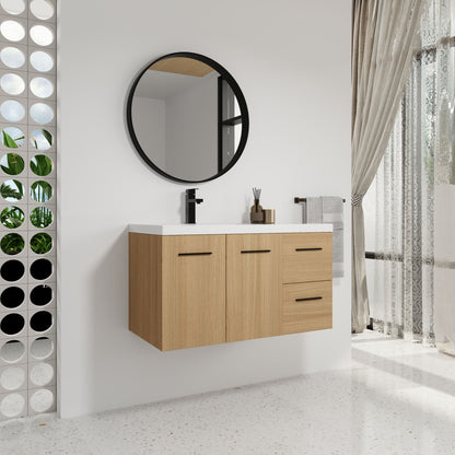 Wall Mounted Floating Bathroom Vanity With Sink, Door & Drawers Modular Cabinet