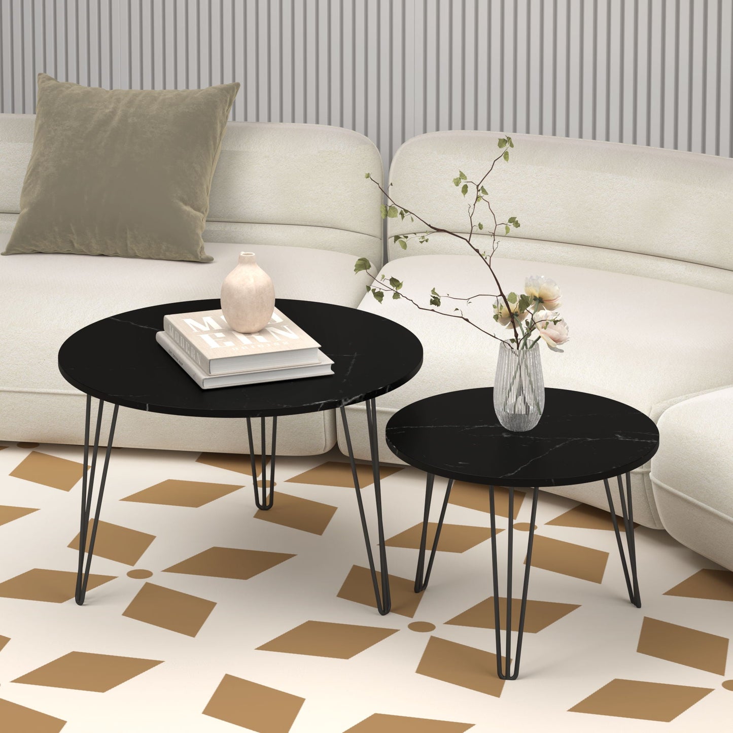 Round Nesting Coffee Table For Living Room (Set of 2)