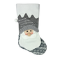 Fabric Santa Stocking - Gray and White