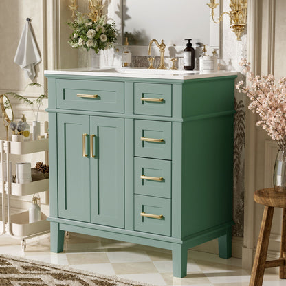 Modern Bathroom Vanity With Sink, Storage Cabinet, Soft Close Doors, Deep & Standard Drawers
