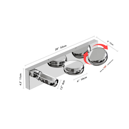 Modern Chrome LED Vanity Light Bar | 3/4/5/6-Light Bathroom Fixture over Mirror for Makeup & Daily Use