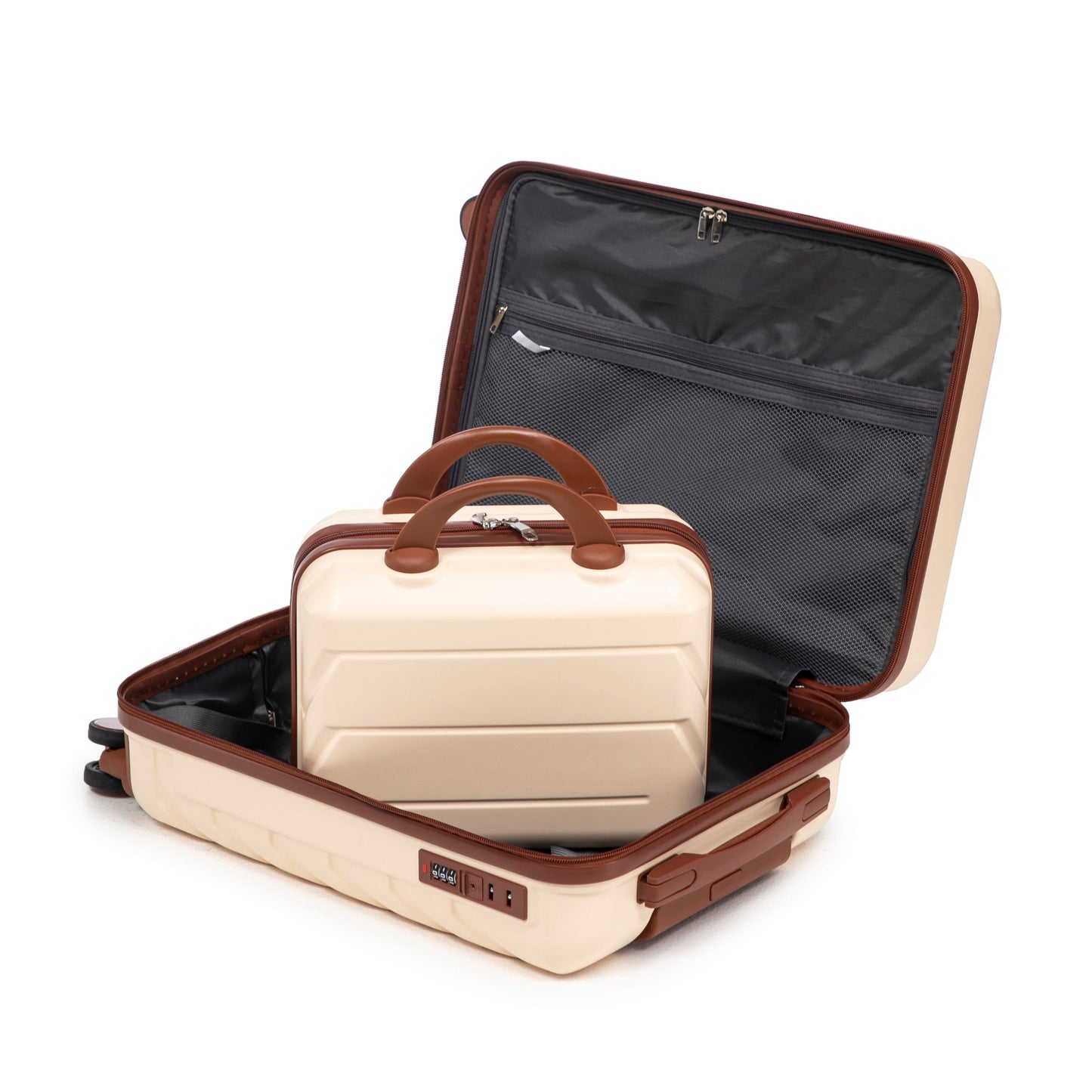 14'/20' 2-Piece Beige ABS Spinner Wheel Luggage Set