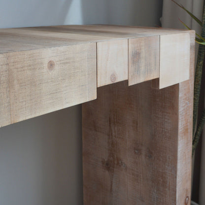 71" Rustic Console Table with Sculpted Block Apron | Narrow Entryway & Sofa Table for Hallway, Living Room & Foyer