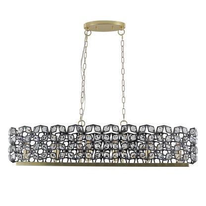 39" Contemporary Crystal and Black-Gold Pendant Chandelier