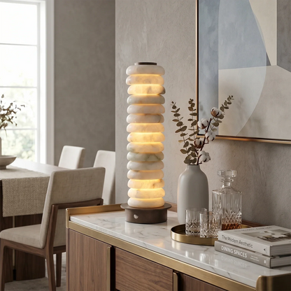 Multi-Tiered Alabaster Table Lamp